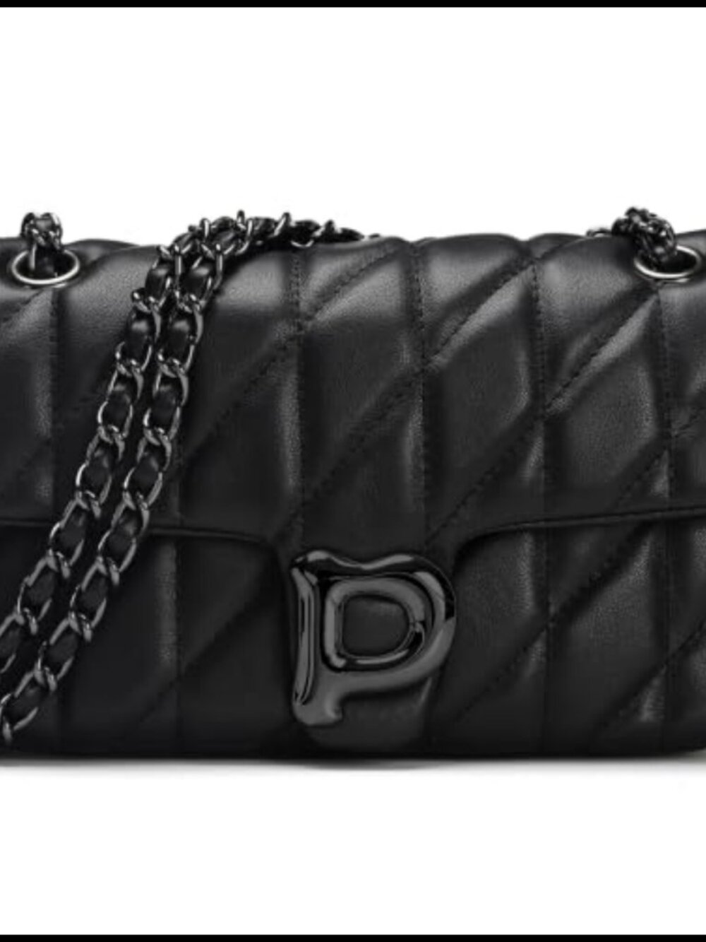 Quilted Crossbody Purse Vegan Leather Satchel Chain Strap Designer Handbag